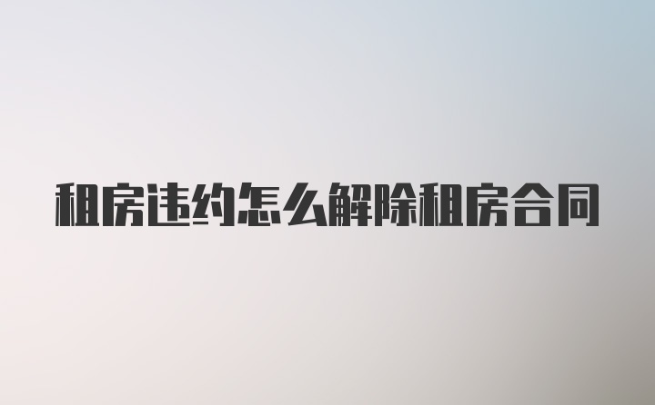 租房违约怎么解除租房合同