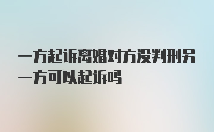 一方起诉离婚对方没判刑另一方可以起诉吗