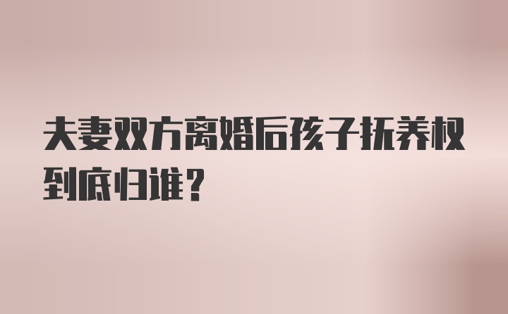 夫妻双方离婚后孩子抚养权到底归谁？