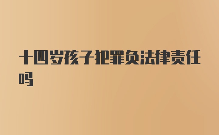 十四岁孩子犯罪负法律责任吗