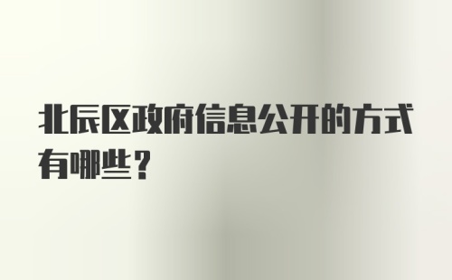 北辰区政府信息公开的方式有哪些？