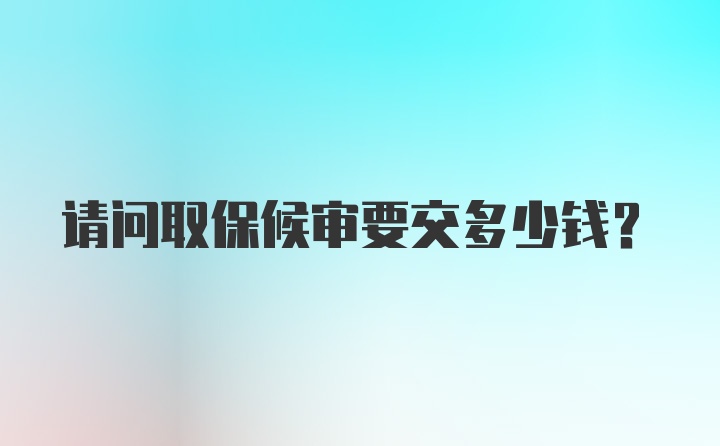 请问取保候审要交多少钱？