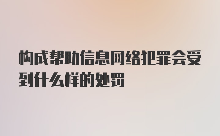 构成帮助信息网络犯罪会受到什么样的处罚