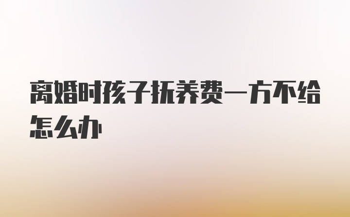 离婚时孩子抚养费一方不给怎么办