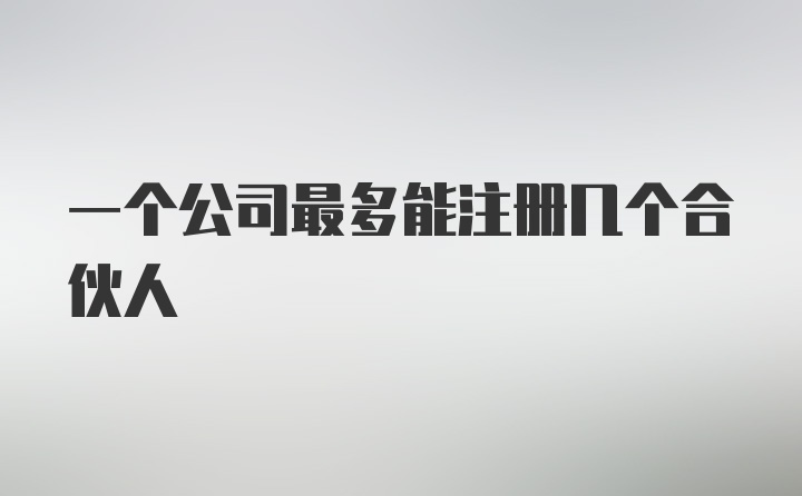 一个公司最多能注册几个合伙人