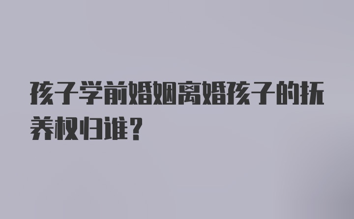 孩子学前婚姻离婚孩子的抚养权归谁？