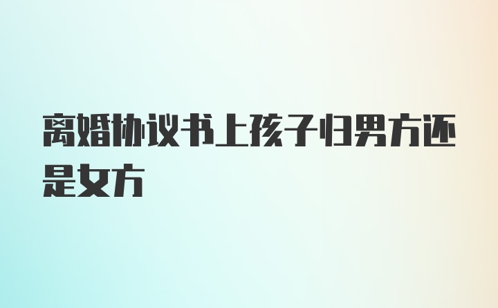 离婚协议书上孩子归男方还是女方