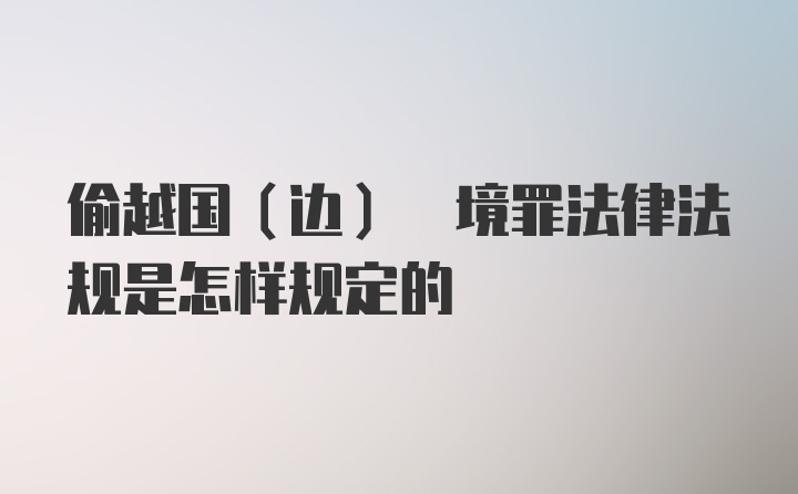 偷越国(边) 境罪法律法规是怎样规定的