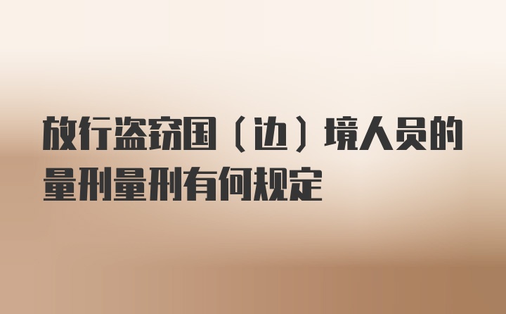 放行盗窃国（边）境人员的量刑量刑有何规定