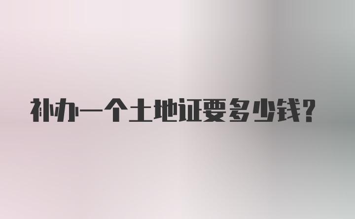 补办一个土地证要多少钱？