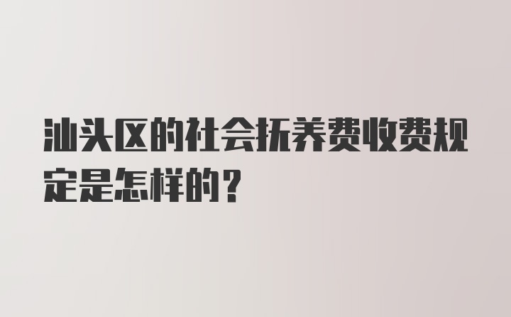 汕头区的社会抚养费收费规定是怎样的？