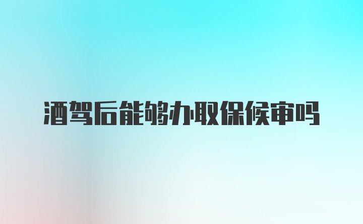 酒驾后能够办取保候审吗