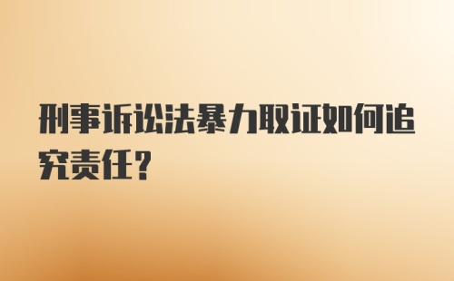 刑事诉讼法暴力取证如何追究责任？