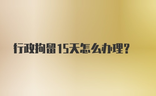 行政拘留15天怎么办理？