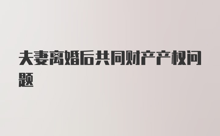 夫妻离婚后共同财产产权问题