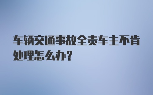 车辆交通事故全责车主不肯处理怎么办？