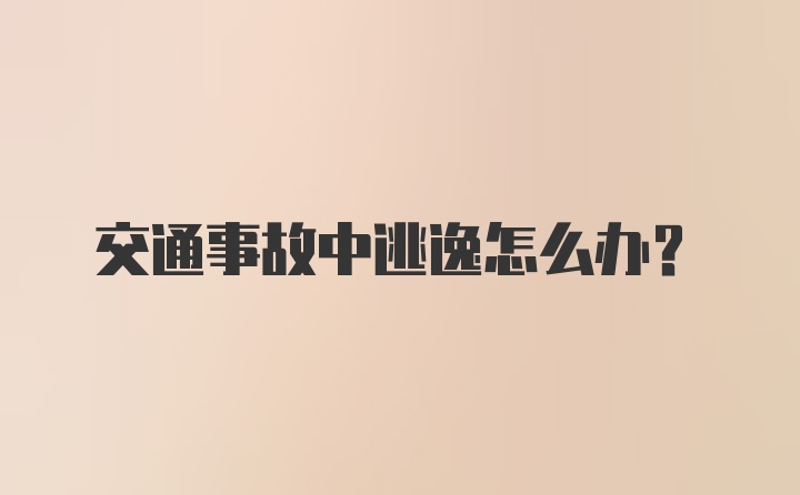 交通事故中逃逸怎么办？