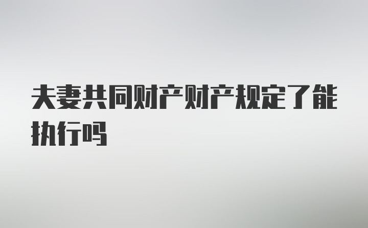 夫妻共同财产财产规定了能执行吗