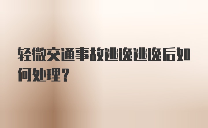 轻微交通事故逃逸逃逸后如何处理？