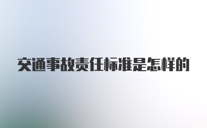 交通事故责任标准是怎样的