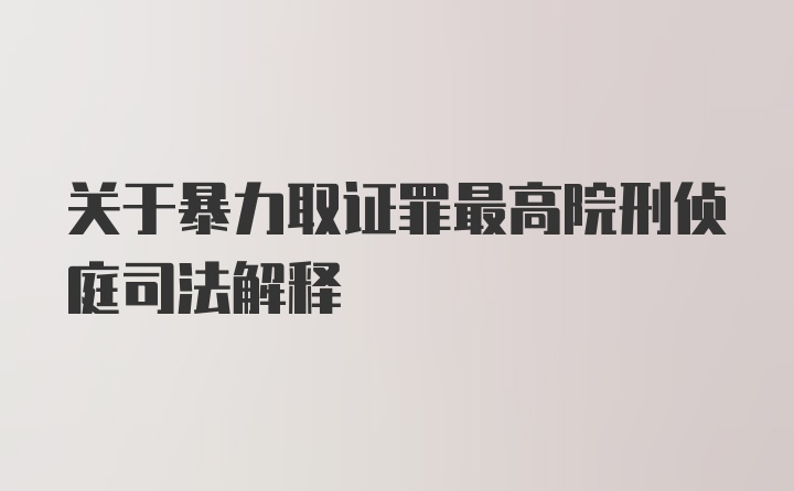 关于暴力取证罪最高院刑侦庭司法解释