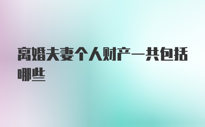 离婚夫妻个人财产一共包括哪些