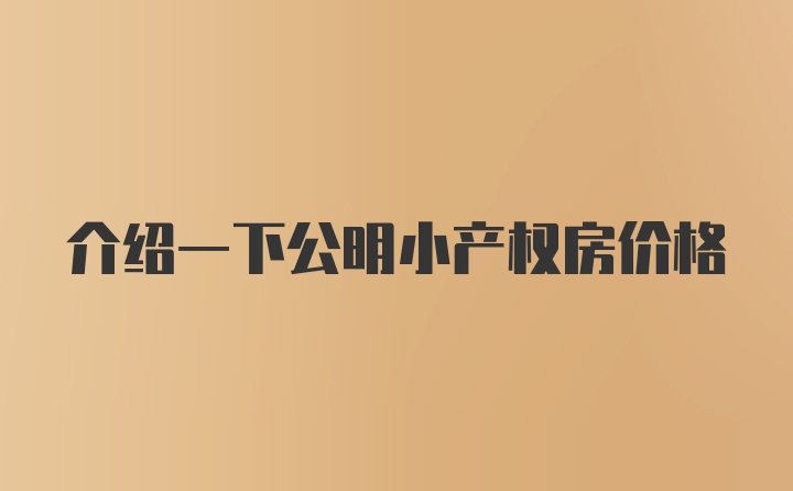 介绍一下公明小产权房价格