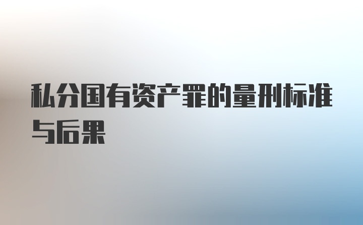 私分国有资产罪的量刑标准与后果