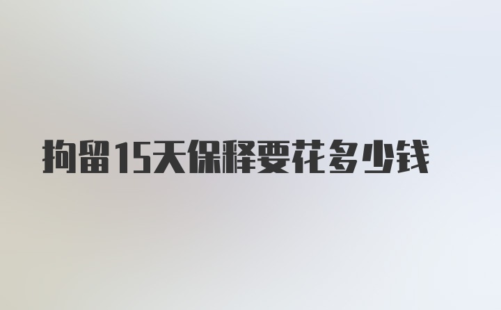 拘留15天保释要花多少钱