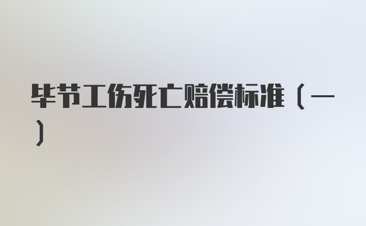 毕节工伤死亡赔偿标准（一）