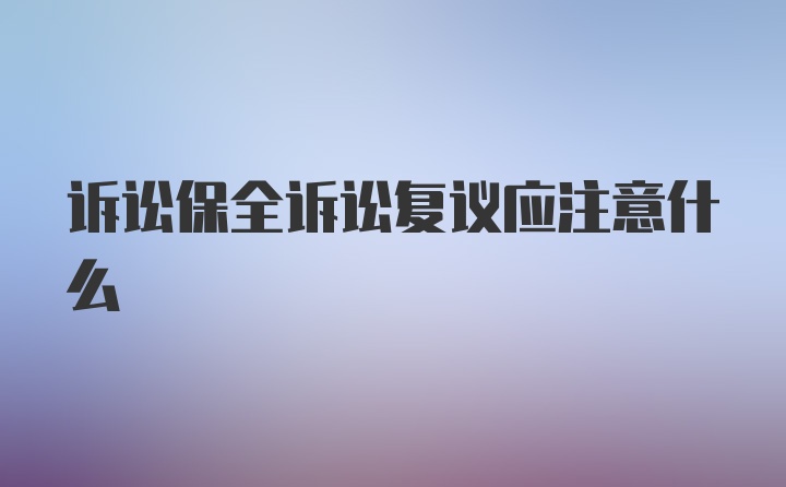 诉讼保全诉讼复议应注意什么