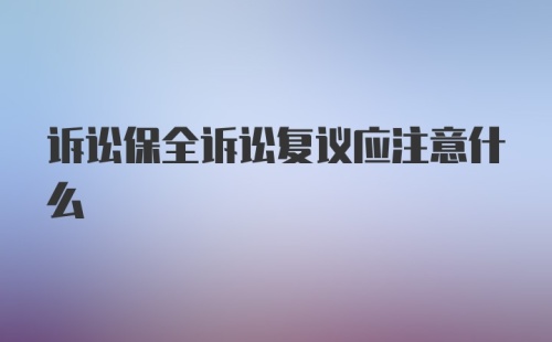 诉讼保全诉讼复议应注意什么