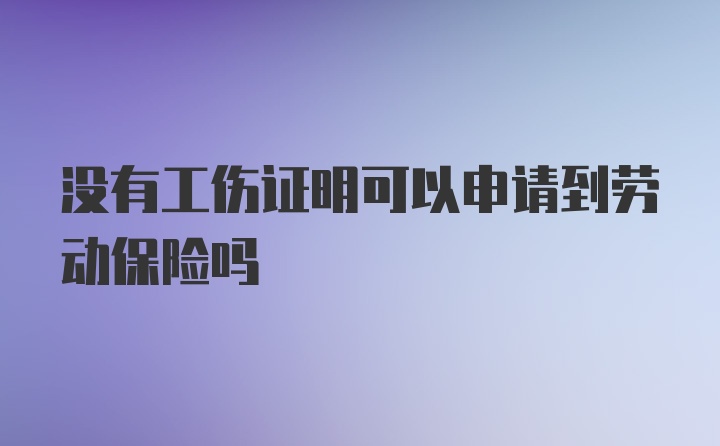 没有工伤证明可以申请到劳动保险吗