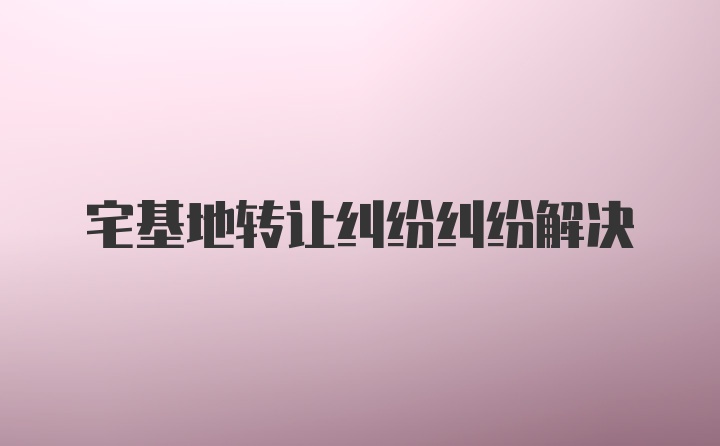 宅基地转让纠纷纠纷解决