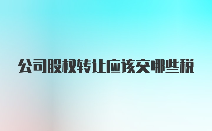 公司股权转让应该交哪些税