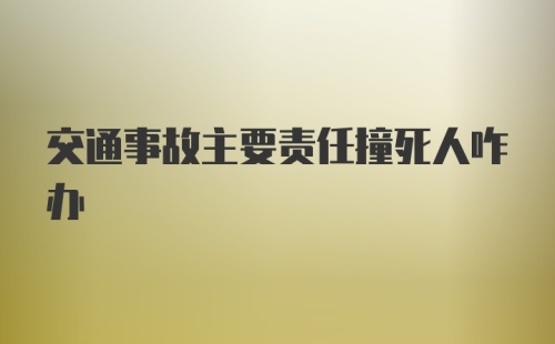 交通事故主要责任撞死人咋办