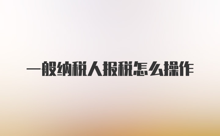 一般纳税人报税怎么操作