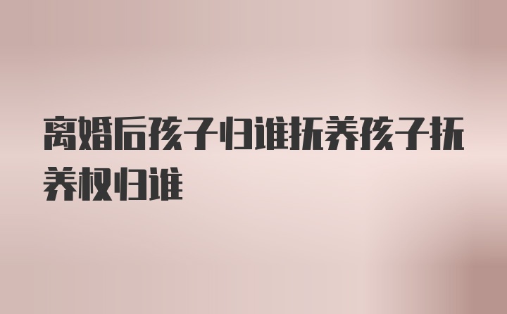 离婚后孩子归谁抚养孩子抚养权归谁