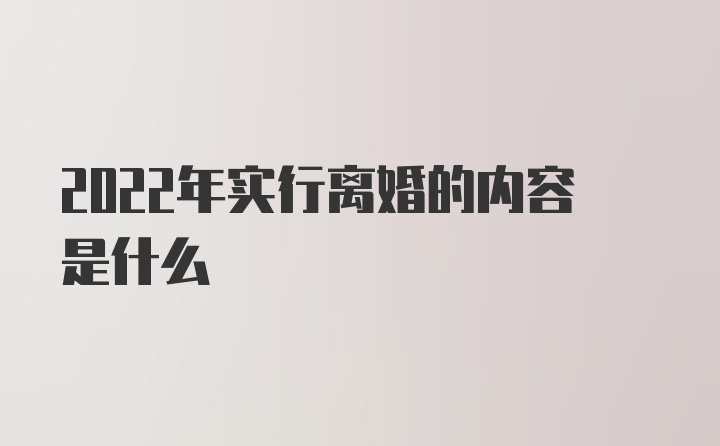 2022年实行离婚的内容是什么