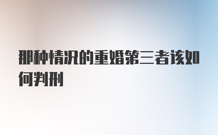 那种情况的重婚第三者该如何判刑