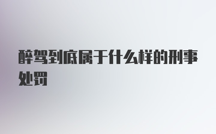 醉驾到底属于什么样的刑事处罚