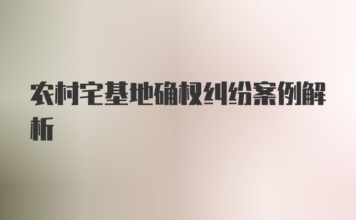 农村宅基地确权纠纷案例解析