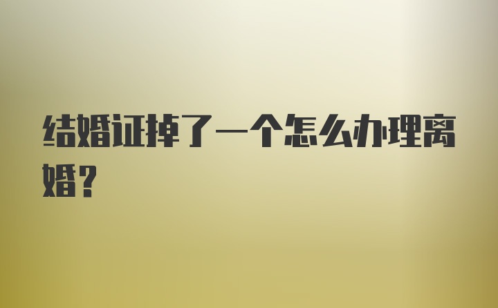 结婚证掉了一个怎么办理离婚？