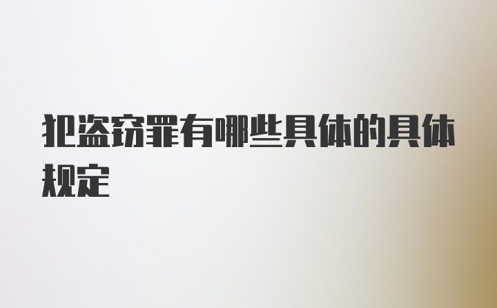 犯盗窃罪有哪些具体的具体规定