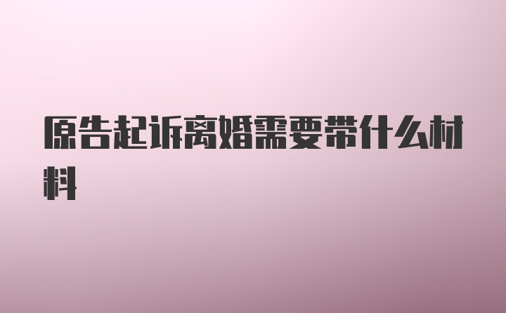 原告起诉离婚需要带什么材料