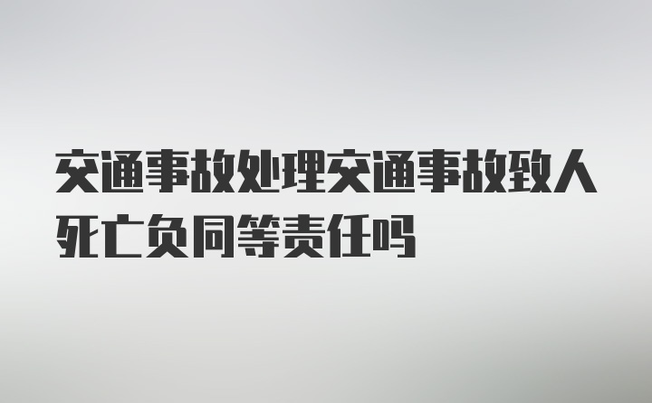 交通事故处理交通事故致人死亡负同等责任吗