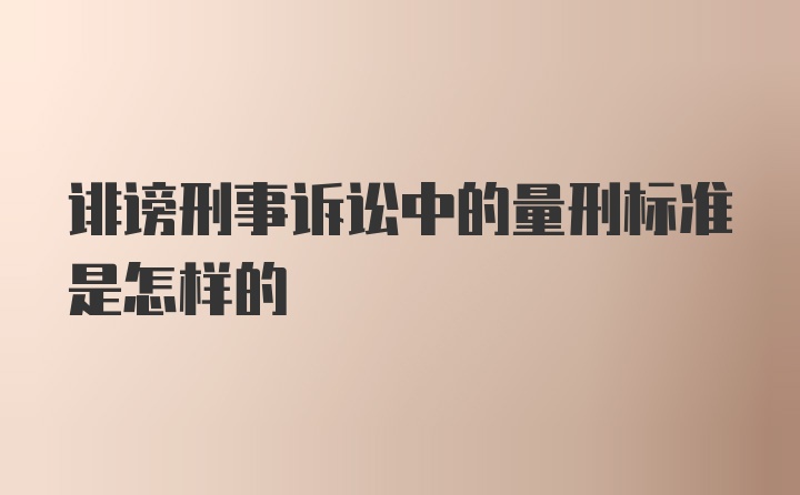 诽谤刑事诉讼中的量刑标准是怎样的