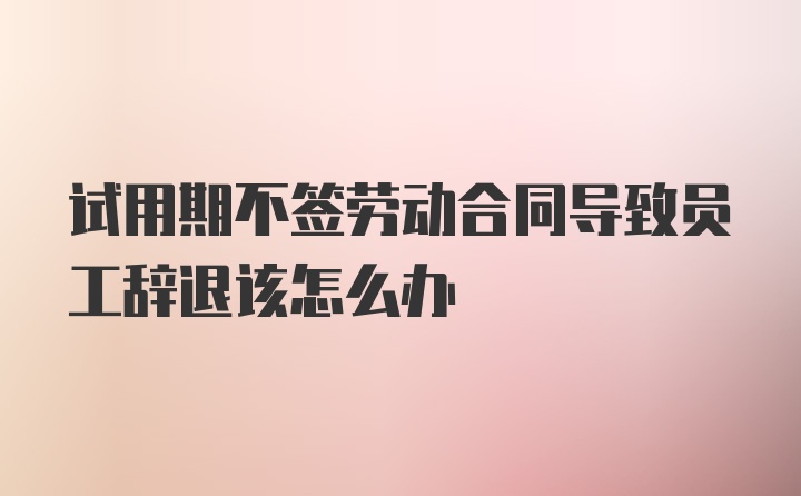 试用期不签劳动合同导致员工辞退该怎么办