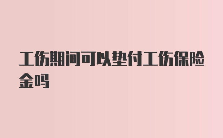 工伤期间可以垫付工伤保险金吗