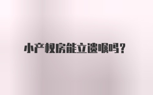 小产权房能立遗嘱吗？